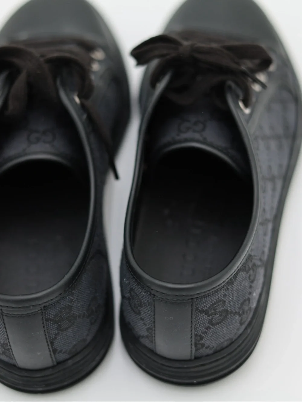 Gucci Black Low-Top Canvas & Leather Sneakers
